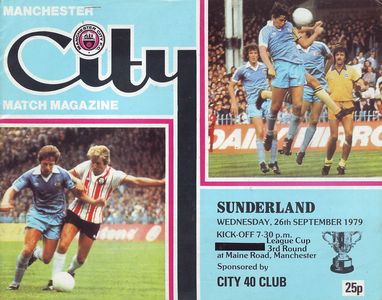 Manchester City v Sunderland League Cup 3rd Round 1979/80